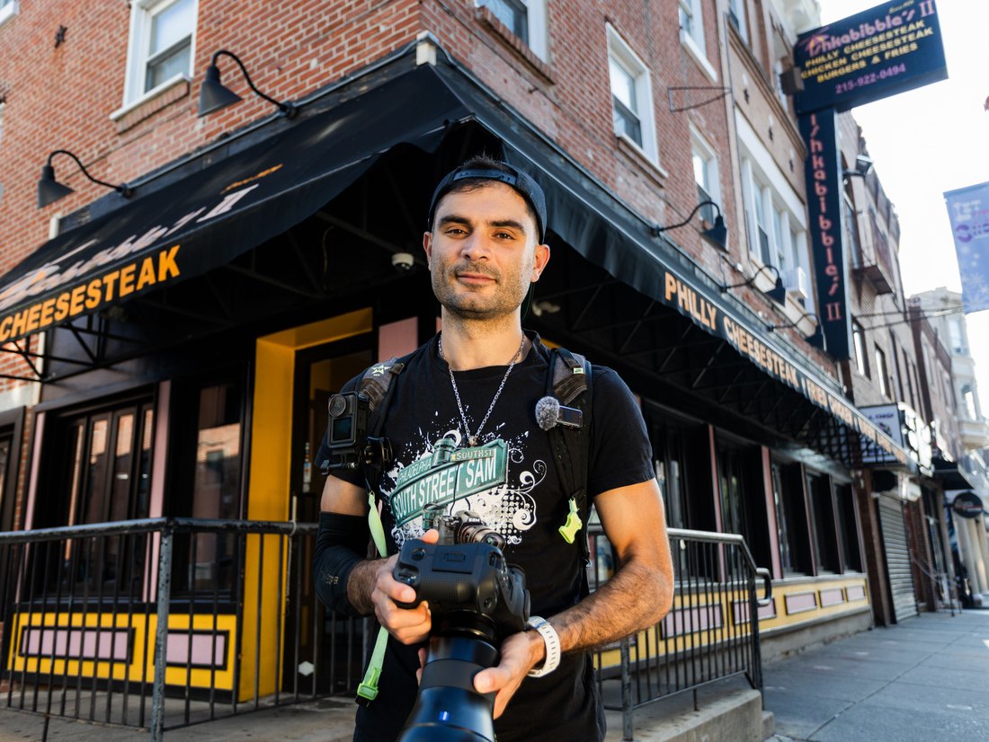 South Street Sam (Sami Aziz) photographed on South Street for the Comcast Xfinity "Because of WiFi" campaign