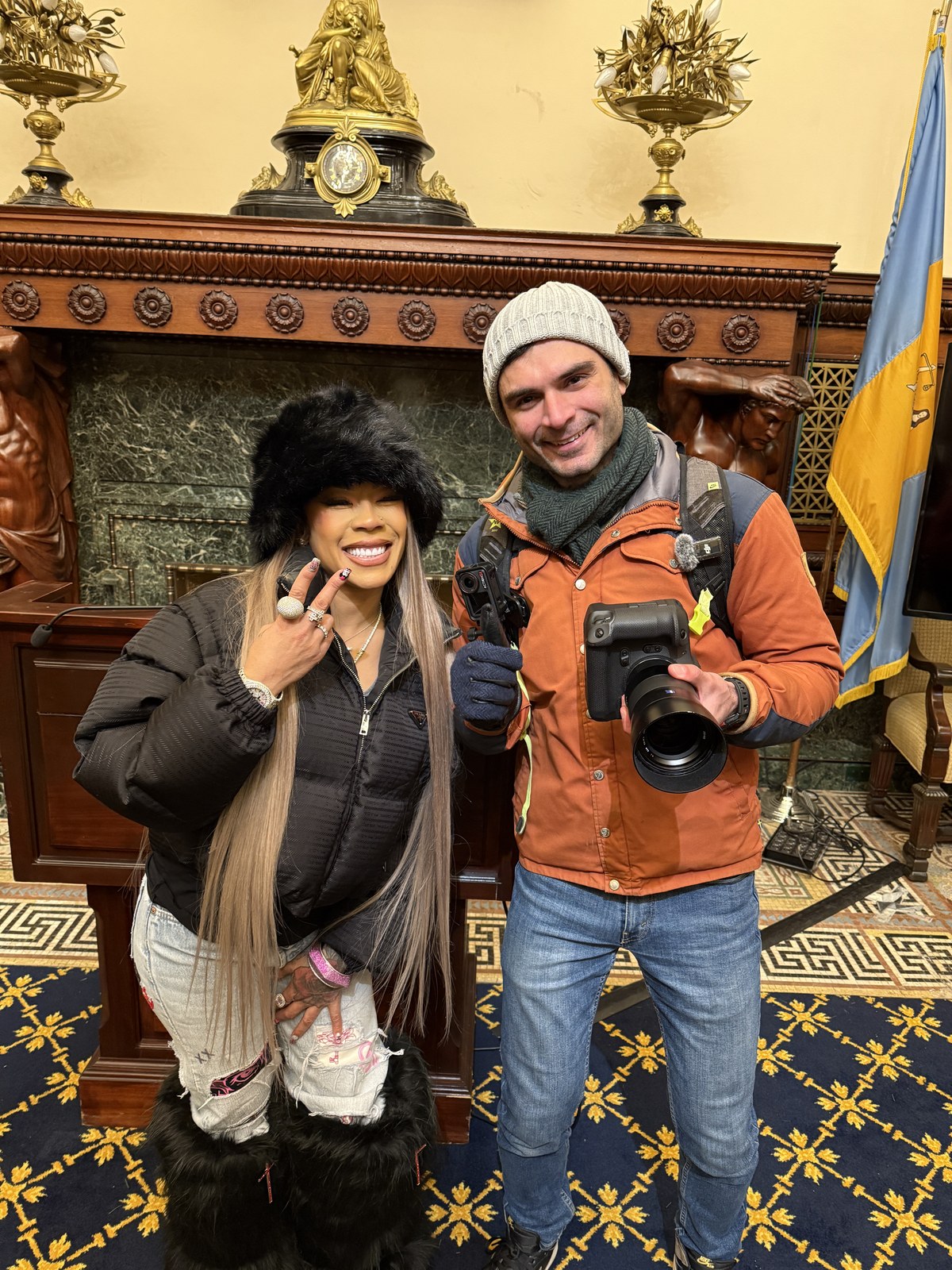 South Street Sam (Sami Aziz) with Keyshia Cole at Philadelphia City Hall