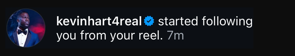 Kevin Hart started following South Street Sam from a reel